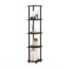 5-Shelf Modern Corner Bookcase in Black Brown Wood Finish