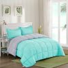 Full/Queen Traditional Microfiber Reversible 3 Piece Comforter Set in Blue/Grey