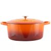 7-Quart Enameled Orange Sunburst Cast Iron Dutch Oven with Lid