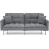 Modern Grey Linen Split-Back Futon Sofa Bed Couch