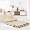 Faux Suede 5 Tilt Foldable Floor Sofa Bed Detachable Cloth Cover in Beige