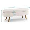 Mid-Century Modern Boho Style Off-White Beige Linen Bedroom Storage Bed Bench