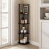 5-Shelf Modern Corner Bookcase in Espresso Black Wood Finish