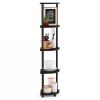 5-Shelf Modern Corner Bookcase in Espresso Black Wood Finish