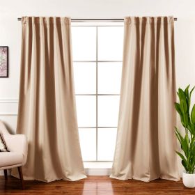 52 x 126 inch Solid Beige Cream Thermal Blackout Curtain Panels - Set of 2