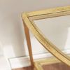 Half-Circle Entryway Console Table Gold Metal Glass Top Bottom Shelf Sofa Table