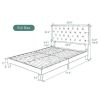 Full Black Faux Leather Upholstered Platform Bed with Button-Tufted Headboard