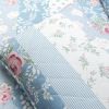 Full/Queen Blue Pink White Beige Floral Cottage Lightweight 3-Piece Quilt Set