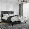 Full size Modern Black Velvet Upholstered Platform Bed with Headboard