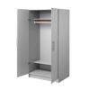 Bedroom Armoire Wardrobe Cabinet with Hanging Rail in Light Grey Wood Finish