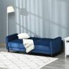 Mid-Century Modern Futon Sleeper Sofa Bed in Blue Velvet Upholstery