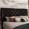 King Black Faux Leather Upholstered Platform Bed with Button-Tufted Headboard