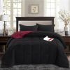 King/Cal King Traditional Microfiber Reversible 3 Piece Comforter Set in Black/Maroon