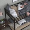 Twin over Twin Low Profile Modern Bunk Bed Frame in Black Metal Finish