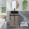 Modern Farmhouse Bathroom Vanity w/ Barn Wood Sliding Door / Black Ceramic Sink