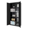 Black Steel Lockable Storage Cabinet Shelving Unit with 4 Adjustable Shelves