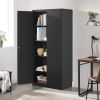 Black Steel Lockable Storage Cabinet Shelving Unit with 4 Adjustable Shelves