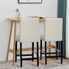 Set of 2 Modern Kitchen Dining Barstools w/ Black Wood Legs and Beige Linen Seat