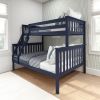 Twin over Full size Solid Wood Bunk Bed in Dark Navy Blue Finish