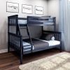 Twin over Full size Solid Wood Bunk Bed in Dark Navy Blue Finish