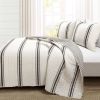 Twin/Twin XL Black Off-White Cream Stripe Reversible Cotton 2 Piece Quilt Set