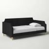 Twin size Black Polyester Fabric Upholstered Daybed with Nailhead Trim