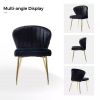 Black Velvet Upholstered Wingback Accent Side Chair w/ Gold Metal Legs