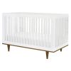 3-in-1 Modern Solid Wood Crib in White with Mid Century Style Legs in Walnut