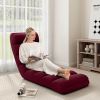 Burgundy Red Foldable Multi-Position Sofa Bed Lounger Couch with Pillow