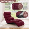 Burgundy Red Foldable Multi-Position Sofa Bed Lounger Couch with Pillow