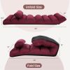 Burgundy Red Foldable Multi-Position Sofa Bed Lounger Couch with Pillow