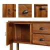 Solid Wood Farmhouse Console Table Buffet Cabinet with Storage Drawers in Brown