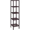 Brown Bamboo Wood 4-Shelf Versatile Storage Unit Rack Narrow Bookcase