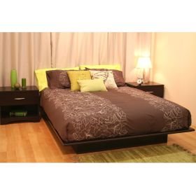 Queen size Platform Bed Frame in Dark Brown Chocolate Wood Finish