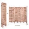 6-Panel Classic Louver Slatted Room Divider Screen in Brown Wood Finish