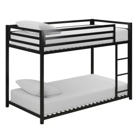 Twin over Twin size Modern Low Height Black Metal Bunk Bed