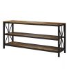 Modern Black Metal TV Stand with Barn Wood Finish Shelves - TV's up to 70-inch