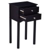 Elegant 2-Drawer End Table Nightstand Side Table in Black Wood Finish