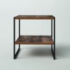 Industrial Modern Black Metal Brown Wood Top Nightstand End Table with Shelf