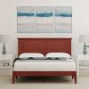 Full Traditional Solid Oak Wooden Platform Bed Frame with Headboard in Cherry