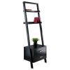 Modern Black 2 Drawer Entryway Shelf Leaning Ladder Bookshelf Bookcase