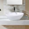 Contemporary Oval Basin Round Vessel Bathroom Sink in White