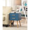 Modern Classic Mid-Century Style End Table Nightstand in Blue Finish