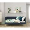 Twin Mid-Century Modern Dark Blue Linen Upholstered Daybed