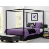 Queen size Modern Canopy Bed in Sturdy Grey Metal