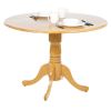 Round 42-inch Drop-Leaf Dining Table in Oak Wood Finish