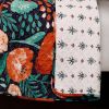 Full/Queen Floral Red Poppy Navy Teal Lightweight 3 Piece Cotton Quilt Set