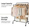 Minimalistic 2 Rod Wheeled  Laundry Sorter Clothing Rack in Black