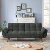 Mid-Century Modern Sofa Bed in Dark Grey Linen Polyester Tufted Upholstery