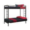 Twin over Full Futon Bunk Bed Sleeper Sofa in Black Metal